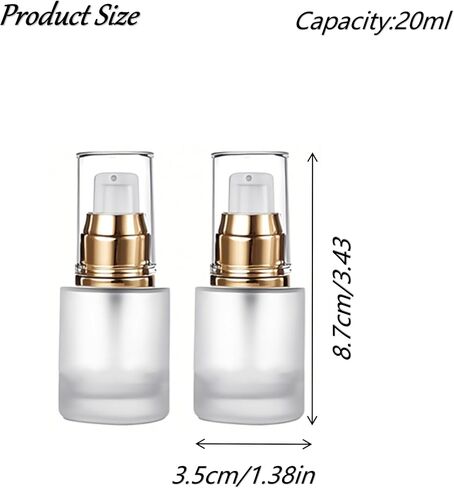 6Pcs Refillable Frosted Glass Lotion Pump Bottles Empty Comestic Bottles Travel Containers 20ml/0.67Oz with Pump Dispensers For Makeup Cream Emulsion Lotion Essential Oils(Golden caps) in Saudi Arabia