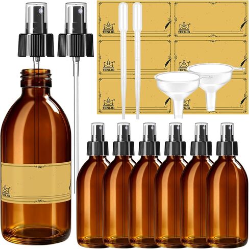 5oz Amber Glass Spray Bottles,6 Pack Small Refillable, for Essential Oils,Cleaning Solutions,Fine Mist for Hair,Facial Hydration,Aromatherapy,Plants,with Durable Nozzle,Labels,Pipettes,Funnels in Saudi Arabia