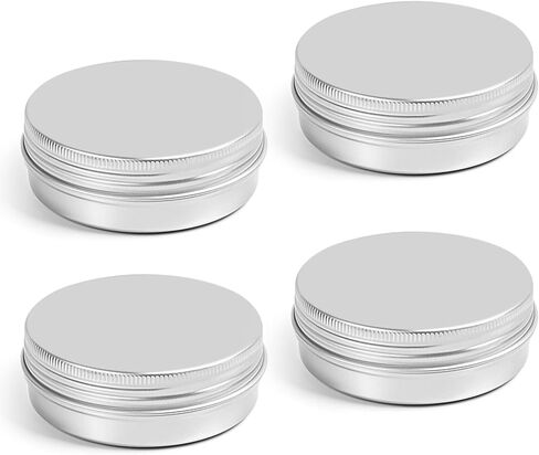 4Pcs Metal Round Tins Aluminum Cans,2 OzEmpty Tin with Screw Lids for Salve, Lip Balm,Spices or Candies Containers (Silver) in Saudi Arabia