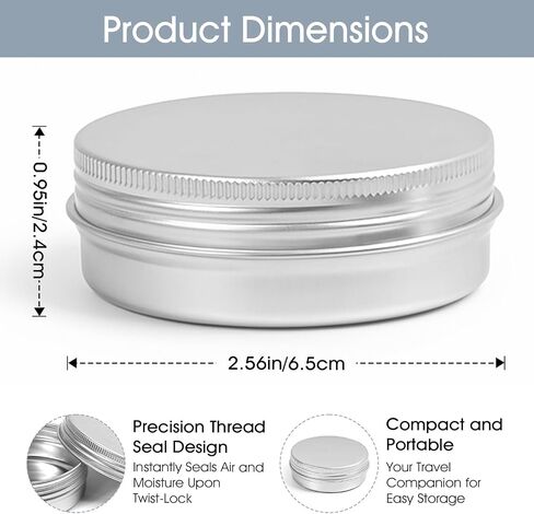 4Pcs Metal Round Tins Aluminum Cans,2 OzEmpty Tin with Screw Lids for Salve, Lip Balm,Spices or Candies Containers (Silver) in Saudi Arabia