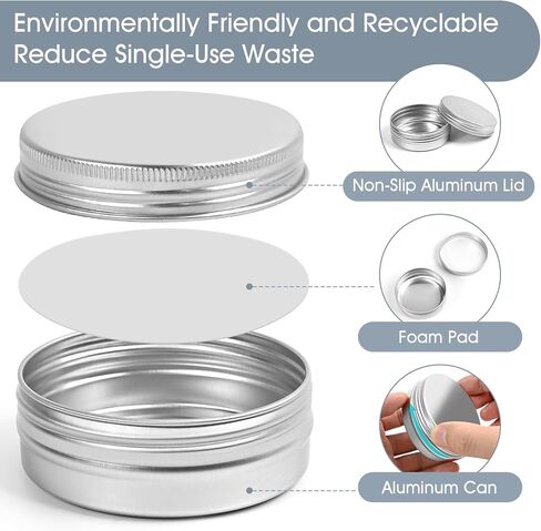 4Pcs Metal Round Tins Aluminum Cans,2 OzEmpty Tin with Screw Lids for Salve, Lip Balm,Spices or Candies Containers (Silver) in Saudi Arabia