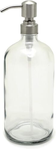 Vivaplex, 2, Large, 32 oz, Empty, Clear Glass Bottles with Stainless Steel, Lotion Pumps in Saudi Arabia
