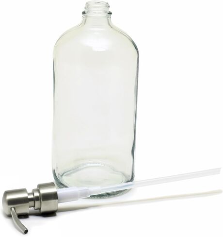 Vivaplex, 2, Large, 32 oz, Empty, Clear Glass Bottles with Stainless Steel, Lotion Pumps in Saudi Arabia