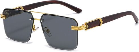 Unisex Square Aviator Sunglasses, Half-Rim Diamond-Cut Lens, Vintage Gradient Shade, Anti-Glare UV Protection in Saudi Arabia