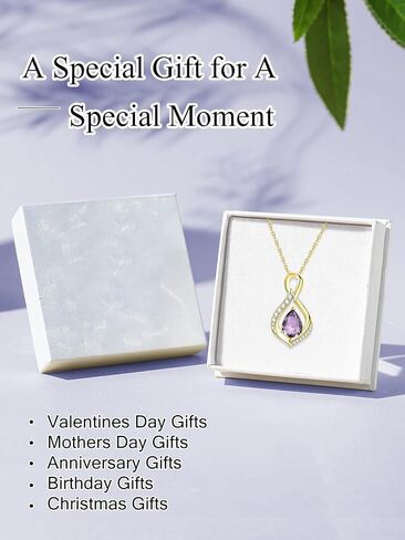 Infinity Necklaces for Women, White Gold/14K Gold/Rose Gold Forever Love Jewelry Gift with Birthstone Pendant for Wife Her Mom in Saudi Arabia