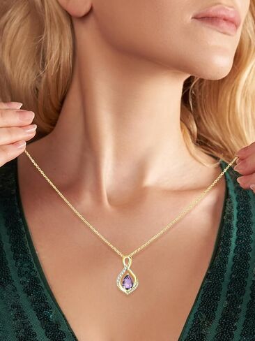 Infinity Necklaces for Women, White Gold/14K Gold/Rose Gold Forever Love Jewelry Gift with Birthstone Pendant for Wife Her Mom in Saudi Arabia