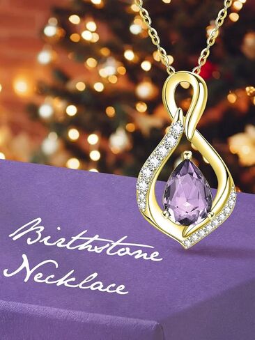Infinity Necklaces for Women, White Gold/14K Gold/Rose Gold Forever Love Jewelry Gift with Birthstone Pendant for Wife Her Mom in Saudi Arabia