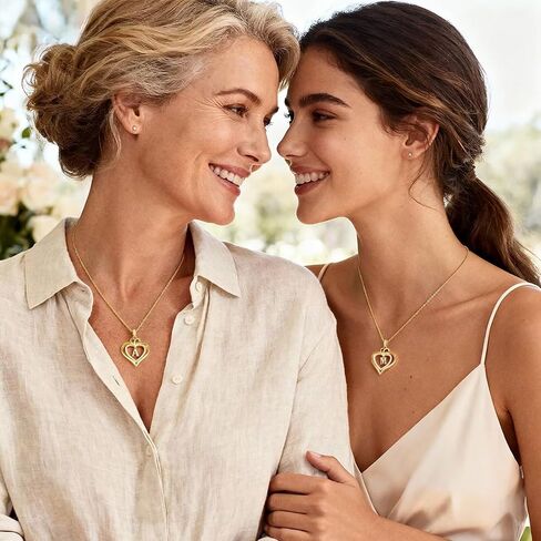 MONOOC Heart Initial Necklace for Women Teen Girls - 14K-Gold-Plated CZ Double Heart Necklaces for Women Letter Necklaces Jewelry for Woman Birthday Gifts for Woman Wife Mom Daughter in Saudi Arabia