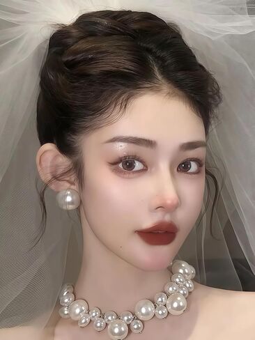 Pearl Necklaces for Women Big Pearl Statement Choker Necklace Adjustable Chunky Pearl Necklaces for Women White Pearl Beaded Necklace Large Pearl Necklace Wedding Pearl Jewelry in Saudi Arabia