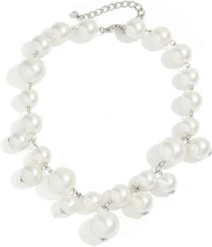 Pearl Necklaces for Women Big Pearl Statement Choker Necklace Adjustable Chunky Pearl Necklaces for Women White Pearl Beaded Necklace Large Pearl Necklace Wedding Pearl Jewelry in Saudi Arabia