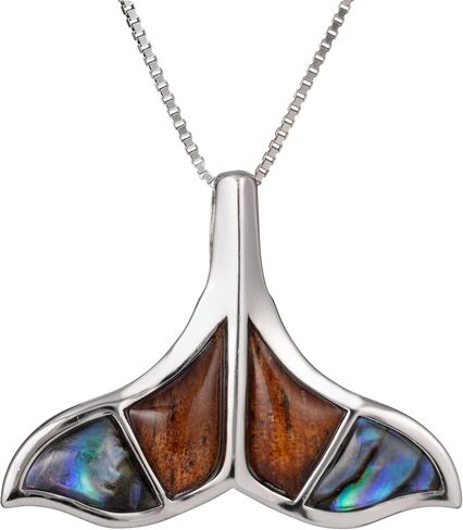 Aloha Jewelry Company 925 الفضة الاسترليني خشب كوا وأذن البحر شل هاواي موكا إلى ماكاي قلادة قلادة مع 18 "سلسلة مربع، ذيل الحوت فراشة مايل ليف قطرة المطر، النيكل الحرة هيبوالرجينيك للبشرة الحساسة، وشملت علبة هدية in Kuwait