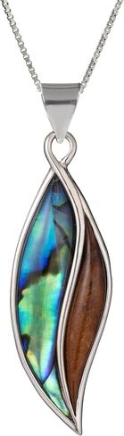 Aloha Jewelry Company 925 الفضة الاسترليني خشب كوا وأذن البحر شل هاواي موكا إلى ماكاي قلادة قلادة مع 18 "سلسلة مربع، ذيل الحوت فراشة مايل ليف قطرة المطر، النيكل الحرة هيبوالرجينيك للبشرة الحساسة، وشملت علبة هدية in Kuwait