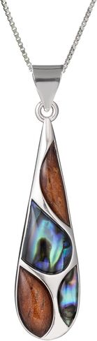 Aloha Jewelry Company 925 الفضة الاسترليني خشب كوا وأذن البحر شل هاواي موكا إلى ماكاي قلادة قلادة مع 18 "سلسلة مربع، ذيل الحوت فراشة مايل ليف قطرة المطر، النيكل الحرة هيبوالرجينيك للبشرة الحساسة، وشملت علبة هدية in Kuwait