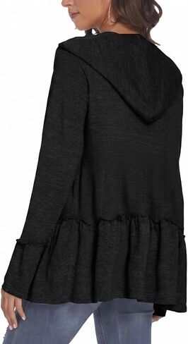 DEESHA Plus Size Zip Up Hoodie for curvy Women Spring Ruffle Hooded Sweatshirts Jacket Cardigans Lightweight in Saudi Arabia