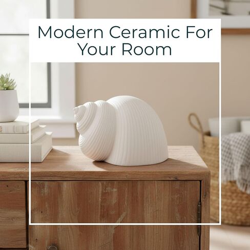 Coastal Ceramic Figurine for Home, Bathroom, Office, and Room Decor - Seashell Inspired Ornament for Living Room Styling - Modern Sculpture for Shelf and Coffee Table Display- 4", White in Kuwait
