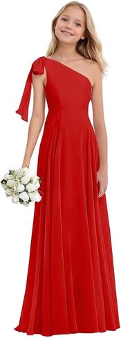 One Shoulder Junior Bridesmaid Dresses for Wedding Teen Girls Party Pageant Dress in Saudi Arabia
