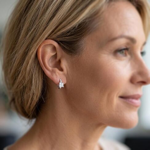 Cubic Zirconia Hoop Earrings Sterling Silver Square Princess Cut Huggie Hypoallergenic Earrings for Women in Saudi Arabia