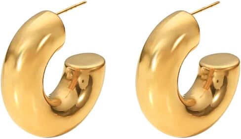 18k Gold Filled Hoop Statement Earrings for Women - Tarnish-Free Jewelry in Saudi Arabia