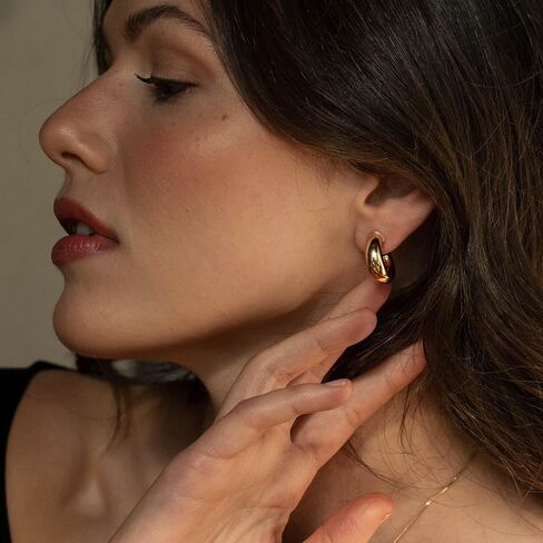 18k Gold Filled Hoop Statement Earrings for Women - Tarnish-Free Jewelry in Saudi Arabia