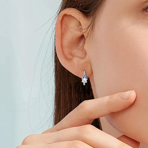S925 Sterling Silver Star Huggie Earrings with Blue Cubic Zirconia Celestial Double Star Hoop Earrings for Women Hypoallergenic Small Cartilage Cuff Star Dainty Gifts for Birthday Party Girlfriend in Saudi Arabia