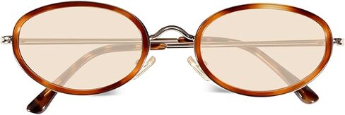 milramtob Trendy Oval Sunglasses for Women Retro Designer Glasses 90s Shades Small Round Metal Frame in Saudi Arabia