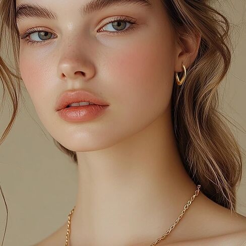 Gold Hoop Earrings 14K Gold Earrings for Women Gold Hoop Earrings for Women Hoops Irregular and Twisted Lines Dainty Hoops Earring for Womens 25mm in Saudi Arabia