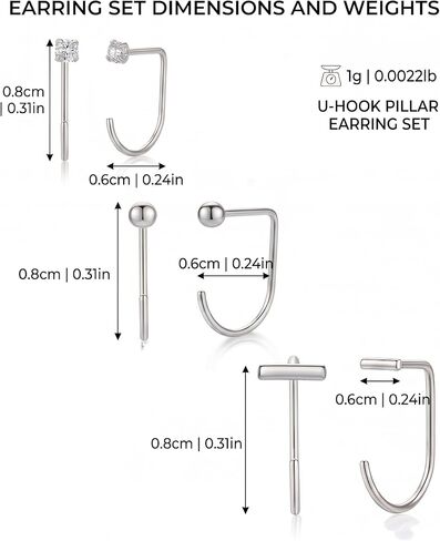 3 Pair Backless Half Hoop Earrings for Women Hypoallergenic 18K Gold/silver Plated Stainless Steel Stacks Huggie Earrings Minimalist Comfort Sleeper jewelry Gift in Saudi Arabia