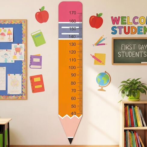 مخطط نمو ديكور الحائط من Geelin Back to School للفصل الدراسي 77 بوصة × 13.8 بوصة على شكل قلم رصاص لقياس الارتفاع ملصق مسطرة PVC للفصول الدراسية وغرفة اللعب والحضانة ورياض الأطفال والمدرسة الابتدائية in Kuwait