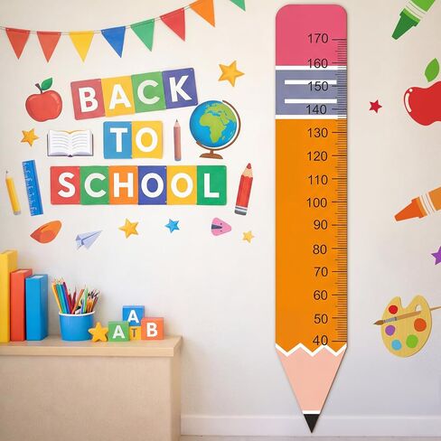 مخطط نمو ديكور الحائط من Geelin Back to School للفصل الدراسي 77 بوصة × 13.8 بوصة على شكل قلم رصاص لقياس الارتفاع ملصق مسطرة PVC للفصول الدراسية وغرفة اللعب والحضانة ورياض الأطفال والمدرسة الابتدائية in Kuwait