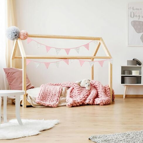 Hahafelt 2 Pcs Floral Pennant Banner Flags Pink Nursery Triangle for Nursery Baby Shower 7.75 ft Double-Sided Gauze Fabric Per String Triangle Bunting Flags for Playroom Wall Decor Birthday in Kuwait