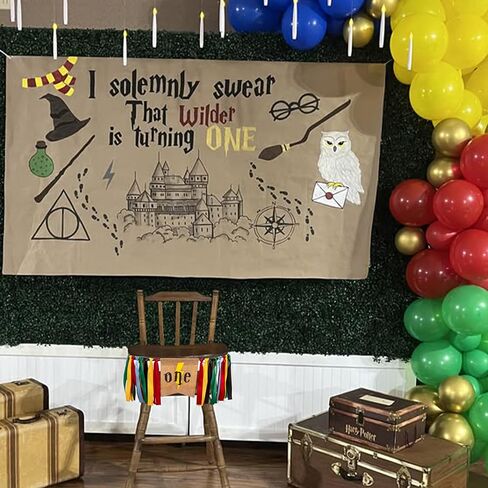 Wizard High Chair Banner - Burlap Lightning Bolt One Banner for Baby Boys Girls, Magic Wizard Themed 1st Birthday Party, Yellow in Saudi Arabia
