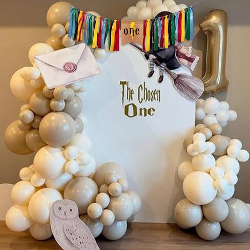 Wizard High Chair Banner - Burlap Lightning Bolt One Banner for Baby Boys Girls, Magic Wizard Themed 1st Birthday Party, Yellow in Kuwait