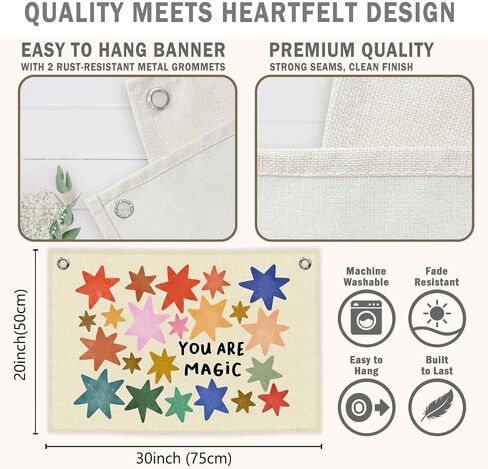 Inspirational Colorful Stars Kids Banner Canvas, Positive You Are Magic Toddler Room Decor, Playroom Hanging Flag Sign, Nursery Wall Tapestry Art for Classroom School Bedroom 20x30in in Saudi Arabia