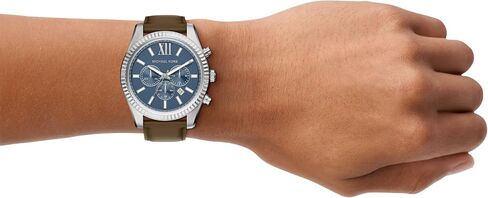 Michael Kors Men's Lexington Chronograph Brown Leather Watch (Model: MK9258) in Saudi Arabia