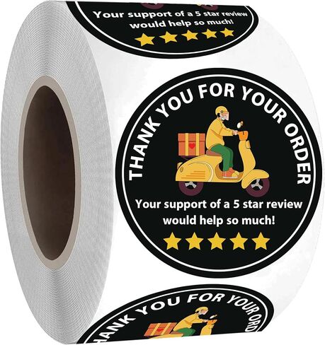 Star Review Delivery Labels Freshness Label Thank You for Your Order Stickers 500 Pcs Food Delivery Stickers Tamper Evident Food Package Stickers for Bags Grocery Shopper Accessories Tips in Kuwait