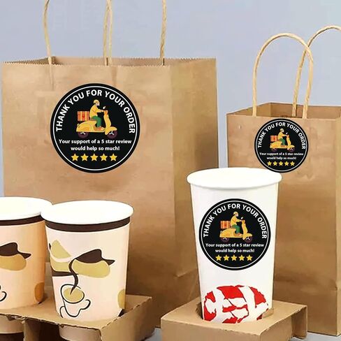 Star Review Delivery Labels Freshness Label Thank You for Your Order Stickers 500 Pcs Food Delivery Stickers Tamper Evident Food Package Stickers for Bags Grocery Shopper Accessories Tips in Kuwait