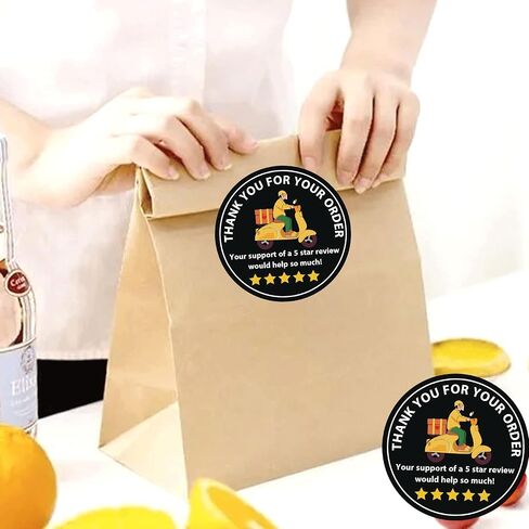 Star Review Delivery Labels Freshness Label Thank You for Your Order Stickers 500 Pcs Food Delivery Stickers Tamper Evident Food Package Stickers for Bags Grocery Shopper Accessories Tips in Kuwait