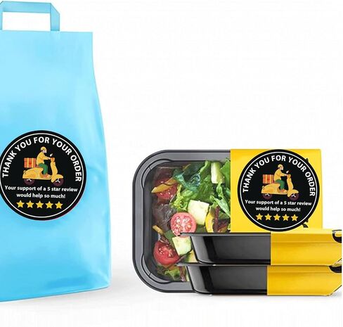 Star Review Delivery Labels Freshness Label Thank You for Your Order Stickers 500 Pcs Food Delivery Stickers Tamper Evident Food Package Stickers for Bags Grocery Shopper Accessories Tips in Kuwait
