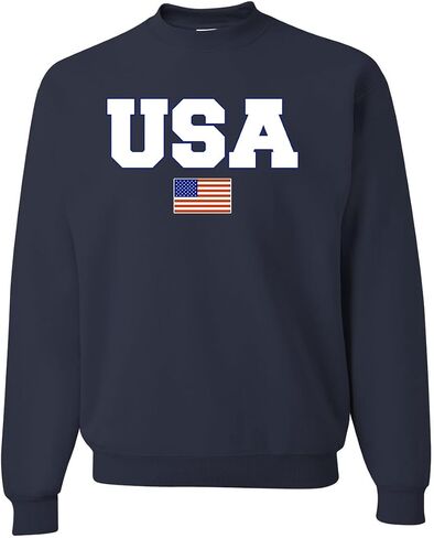 سترة Wild Bobby Vintage Varsity Letters USA Flag Americana/American Pride للجنسين بياقة دائرية in Kuwait
