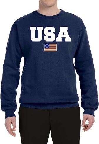 سترة Wild Bobby Vintage Varsity Letters USA Flag Americana/American Pride للجنسين بياقة دائرية in Kuwait