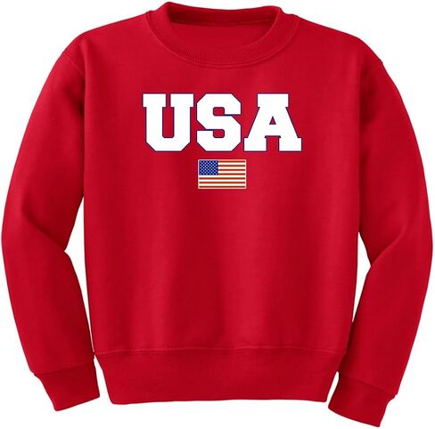 سترة Wild Bobby Vintage Varsity Letters USA Flag Americana/American Pride للجنسين بياقة دائرية in Kuwait