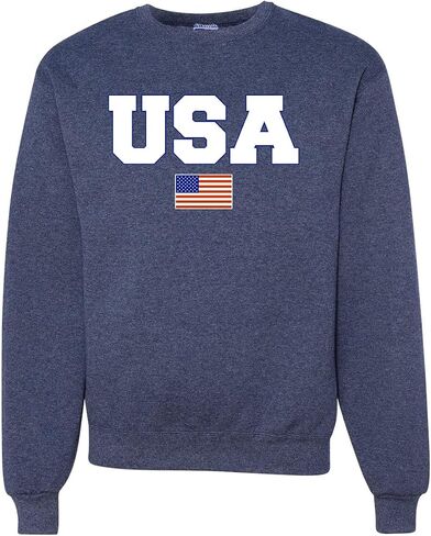 سترة Wild Bobby Vintage Varsity Letters USA Flag Americana/American Pride للجنسين بياقة دائرية in Kuwait