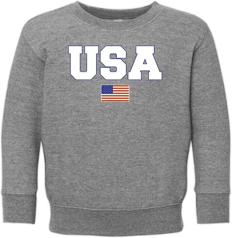 سترة Wild Bobby Vintage Varsity Letters USA Flag Americana/American Pride للجنسين بياقة دائرية in Kuwait