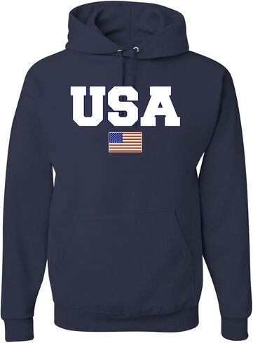 سترة Wild Bobby Vintage Varsity Letters USA Flag Americana/American Pride للجنسين بياقة دائرية in Kuwait