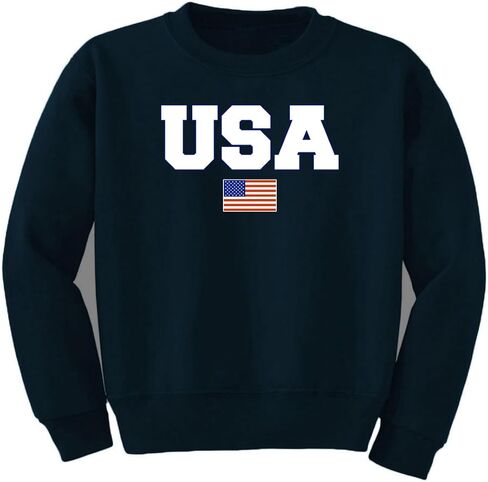 سترة Wild Bobby Vintage Varsity Letters USA Flag Americana/American Pride للجنسين بياقة دائرية in Kuwait