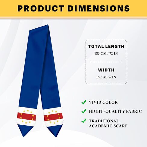 Cape Verde Flag Graduation Stole Graduation Sash Scarf for International Student Abroad Adult Unisex in Saudi Arabia