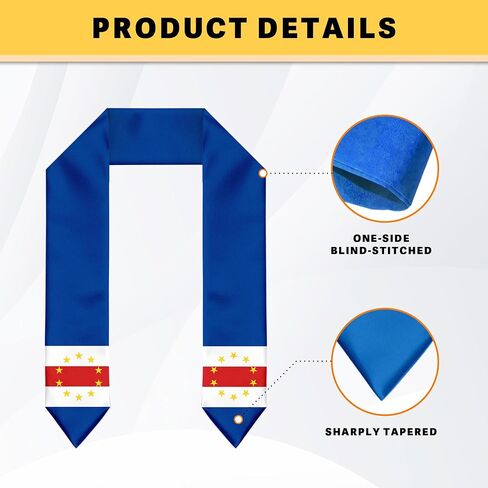 Cape Verde Flag Graduation Stole Graduation Sash Scarf for International Student Abroad Adult Unisex in Saudi Arabia