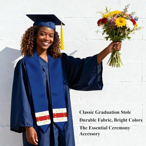 Cape Verde Flag Graduation Stole Graduation Sash Scarf for International Student Abroad Adult Unisex in Saudi Arabia