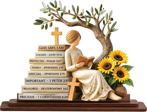 Christian Gifts for Women, Bible Verse Desk Decor, God Says I Am Decorative Sign, Inspirational Religious Tabletop Plaque for Office Desk, Home, Prayer Room, Christian Gift for Mom Daughter Teen Girls in Saudi Arabia