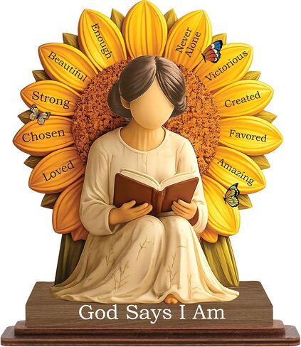 Christian Gifts for Women, Bible Verse Desk Decor, God Says I Am Decorative Sign, Inspirational Religious Tabletop Plaque for Office Desk, Home, Prayer Room, Christian Gift for Mom Daughter Teen Girls in Saudi Arabia